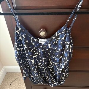 Size M Veronica M Surplice Tank Top - Black White and Blue